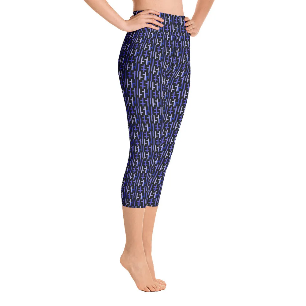 Womens JESUS Yoga Capri Leggings - Black & Purple INFINITY 1.0
