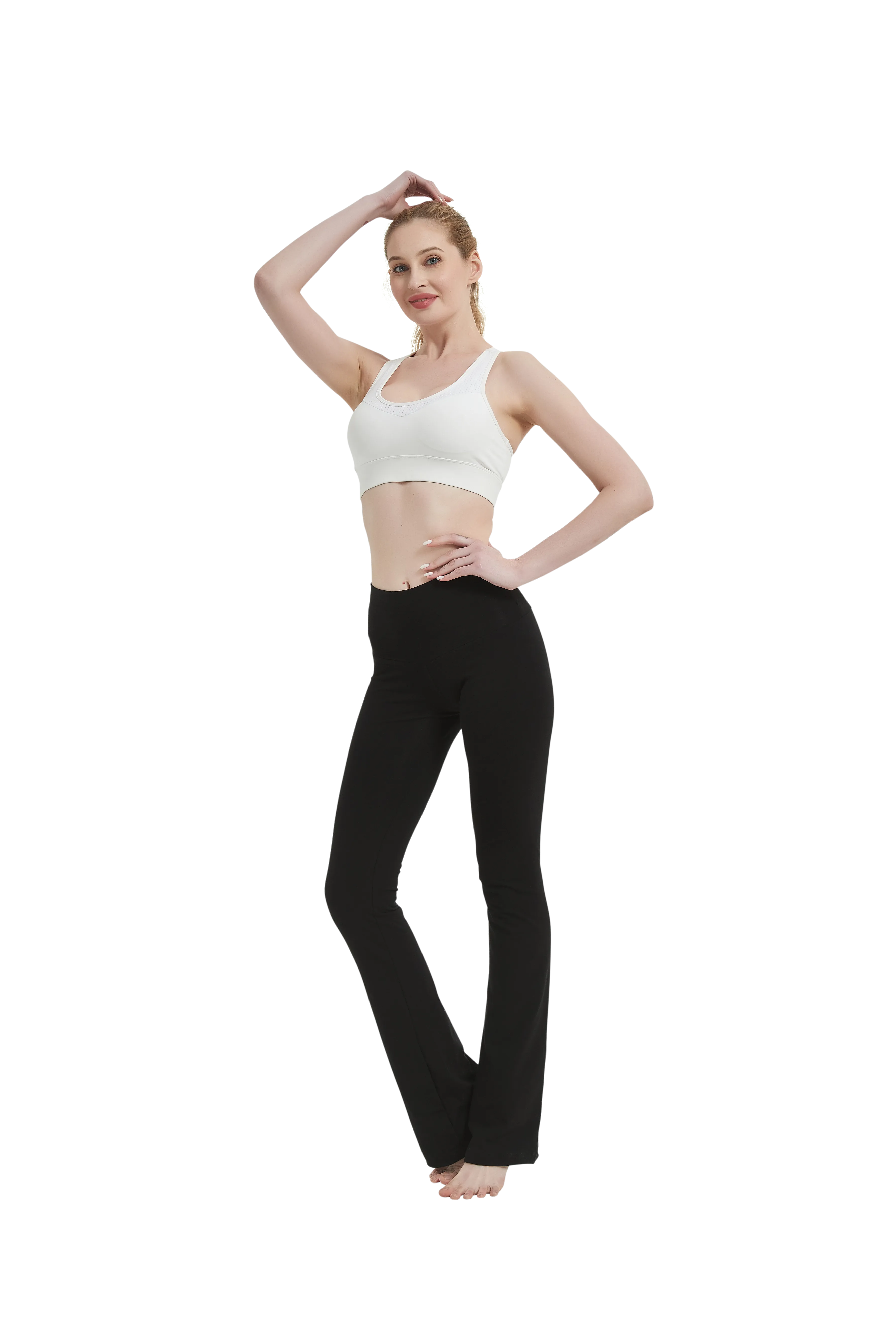 Women's Low-Rise Cotton Spandex Bootcut Flare Yoga Pants 32" Inseam