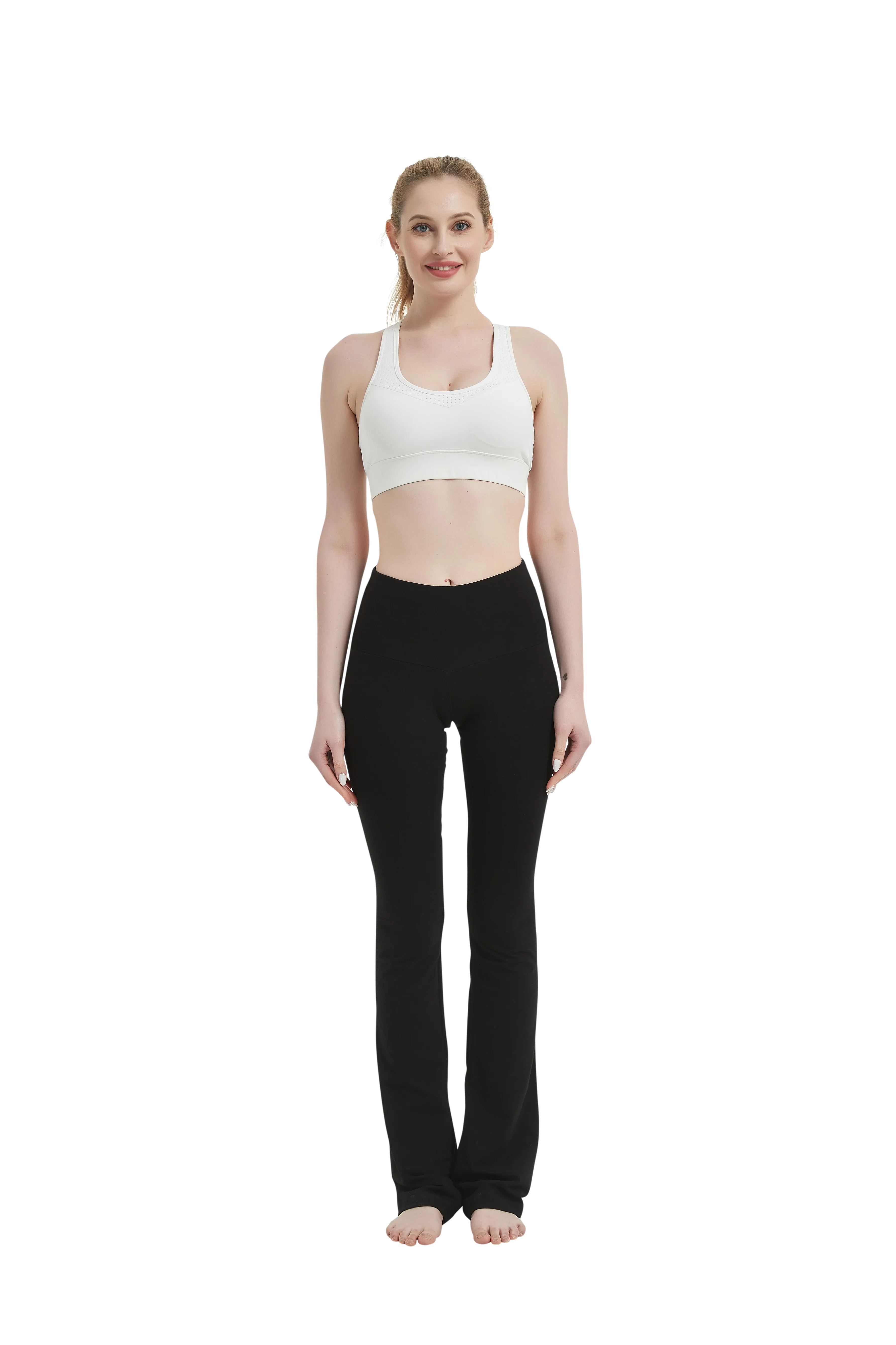 Women's Low-Rise Cotton Spandex Bootcut Flare Yoga Pants 32" Inseam