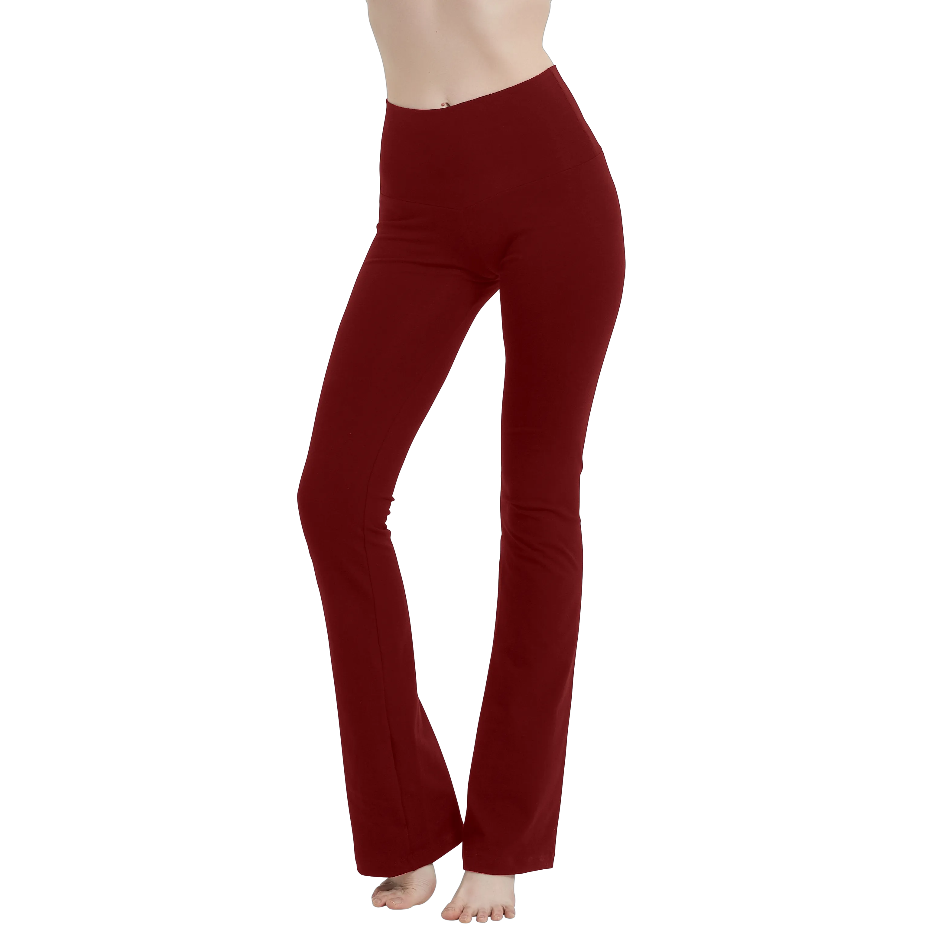 Women's Low-Rise Cotton Spandex Bootcut Flare Yoga Pants 32" Inseam