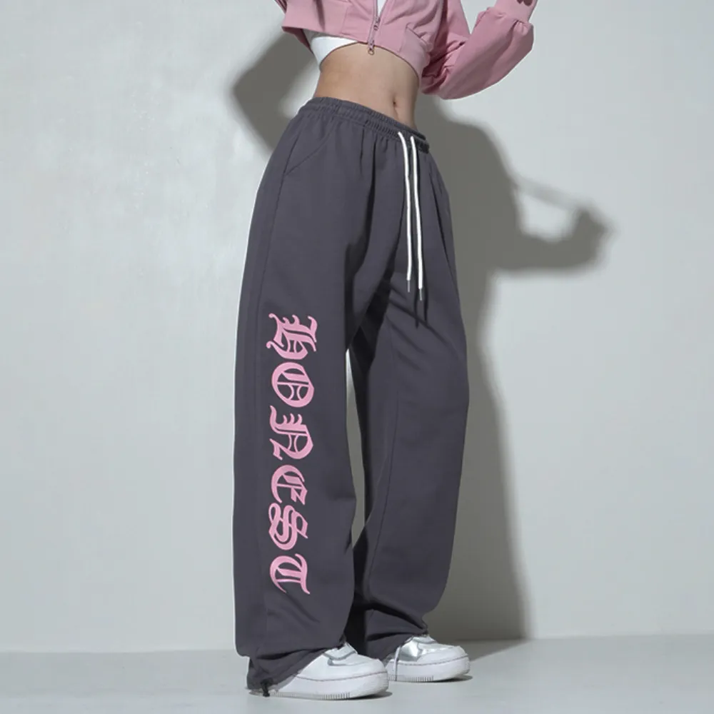 Women's Personalized Pink Goth Letter Sweatpants