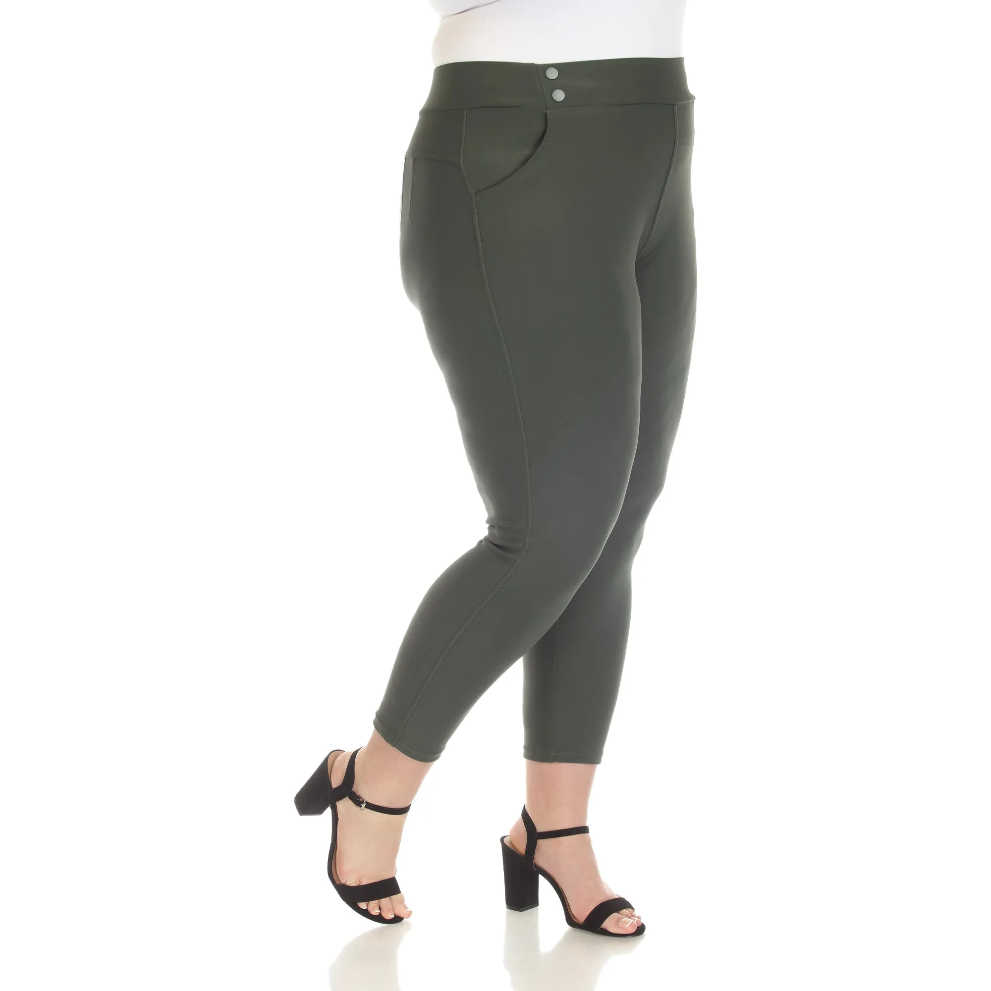 Women's Plus Size Super Soft Elastic Waistband Scuba Pants