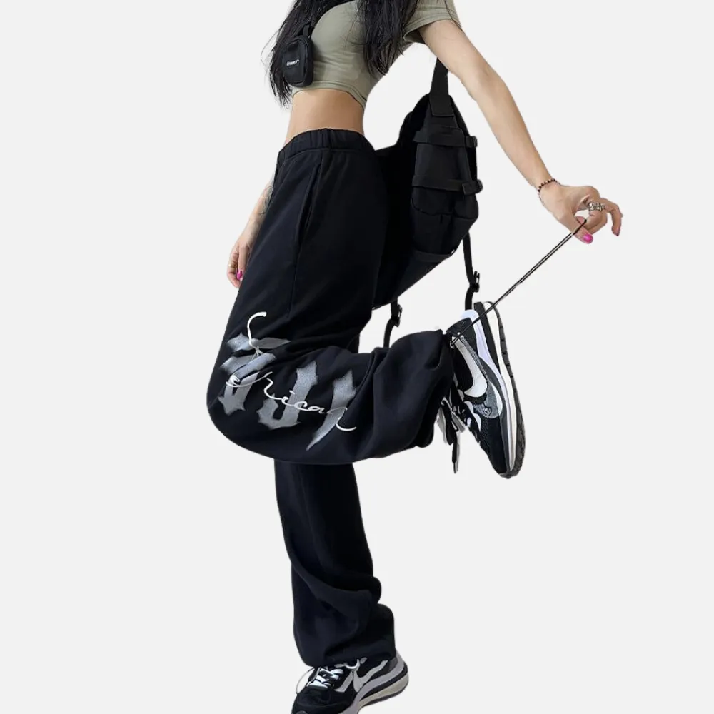 Women's Simple Gothic Letter Print Sweatpants