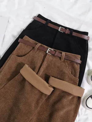 Women's Spring Corduroy Pants | High Waist Vintage Korean Style Fashion