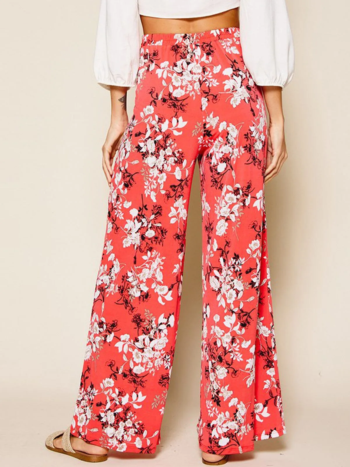 WOMEN'S WIDE LEG FLORAL PANTS