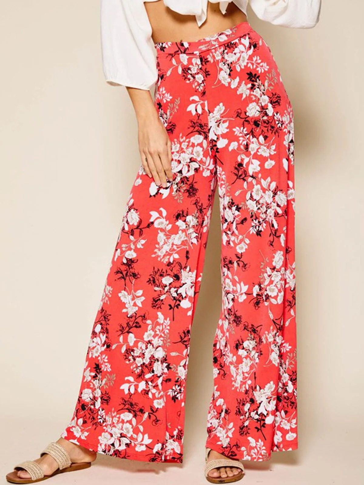 WOMEN'S WIDE LEG FLORAL PANTS