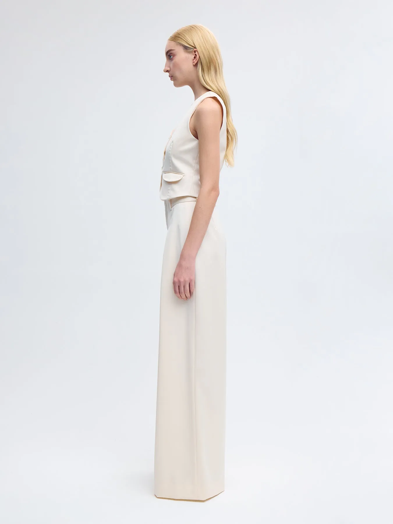 Wool Palazzo Pants in White