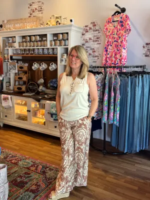 Woven Paisley Pants