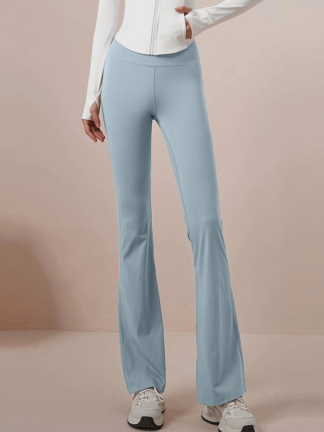 xieyinshe  High Waist Butt Lifting Quick-drying Flared Pants, Solid Color Yoga Bootcut Pants, Women's Activewear