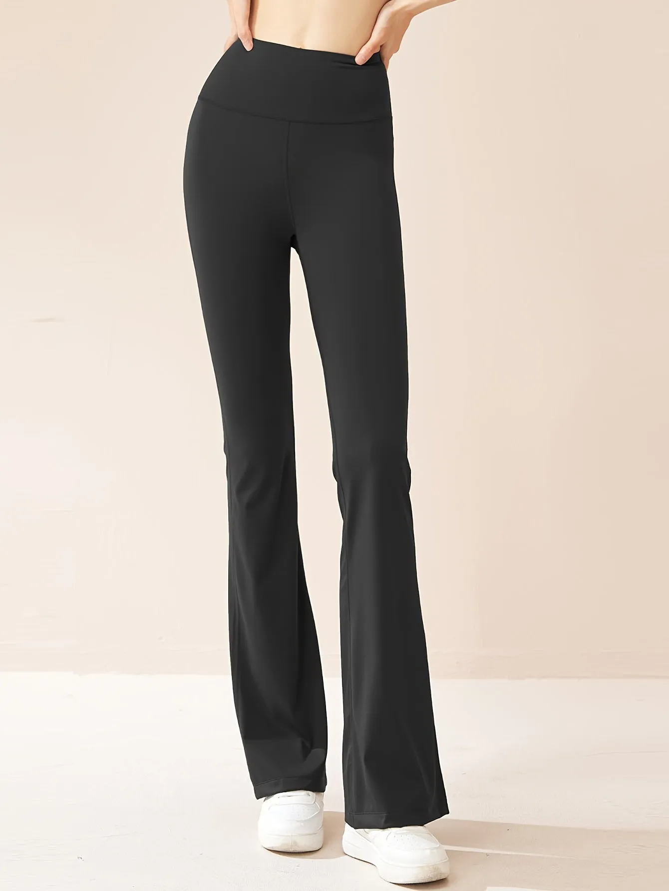 xieyinshe  High Waist Butt Lifting Quick-drying Flared Pants, Solid Color Yoga Bootcut Pants, Women's Activewear