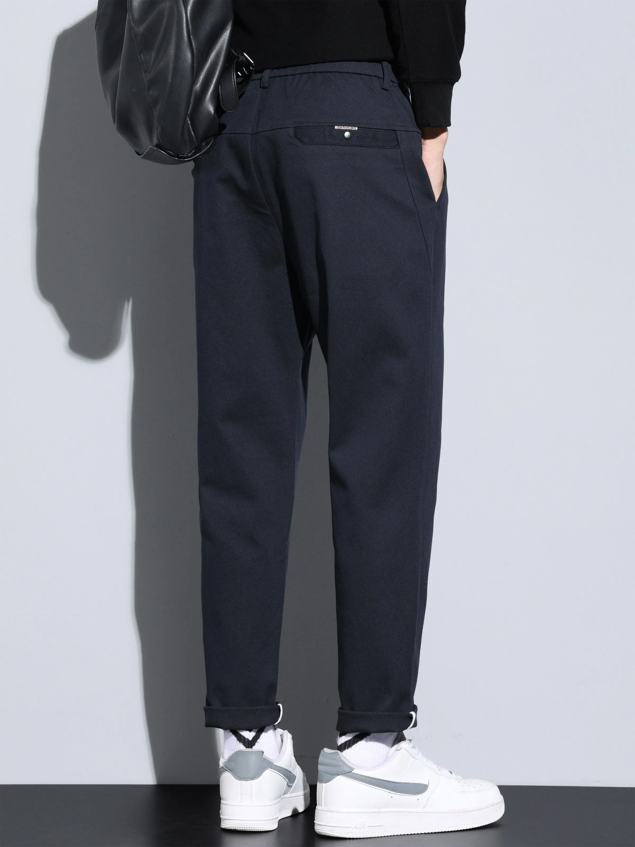 xieyinshe Plus Size Men's Solid Pants Stylish Casual Pants For Spring Fall Winter, Men's Clothing