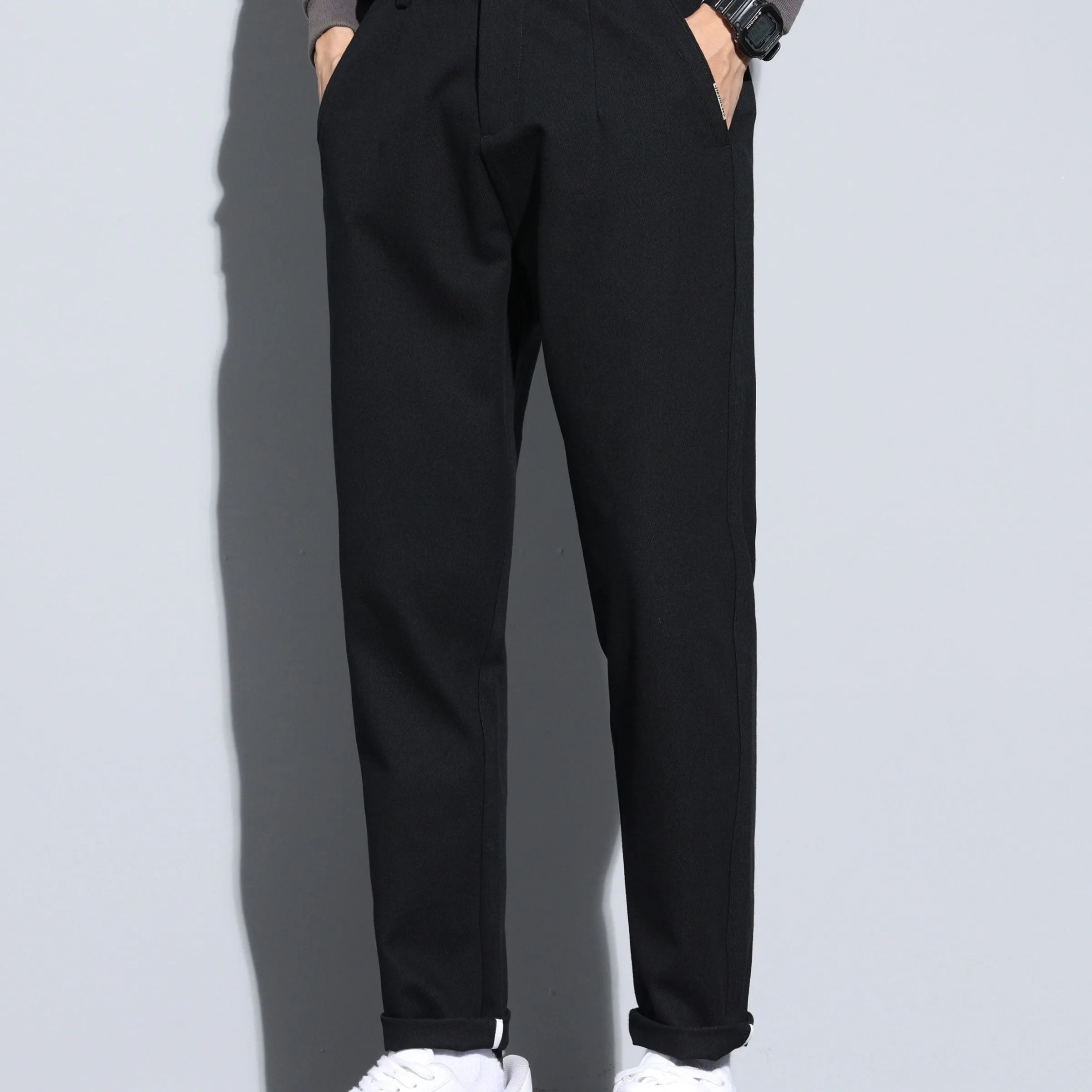 xieyinshe Plus Size Men's Solid Pants Stylish Casual Pants For Spring Fall Winter, Men's Clothing