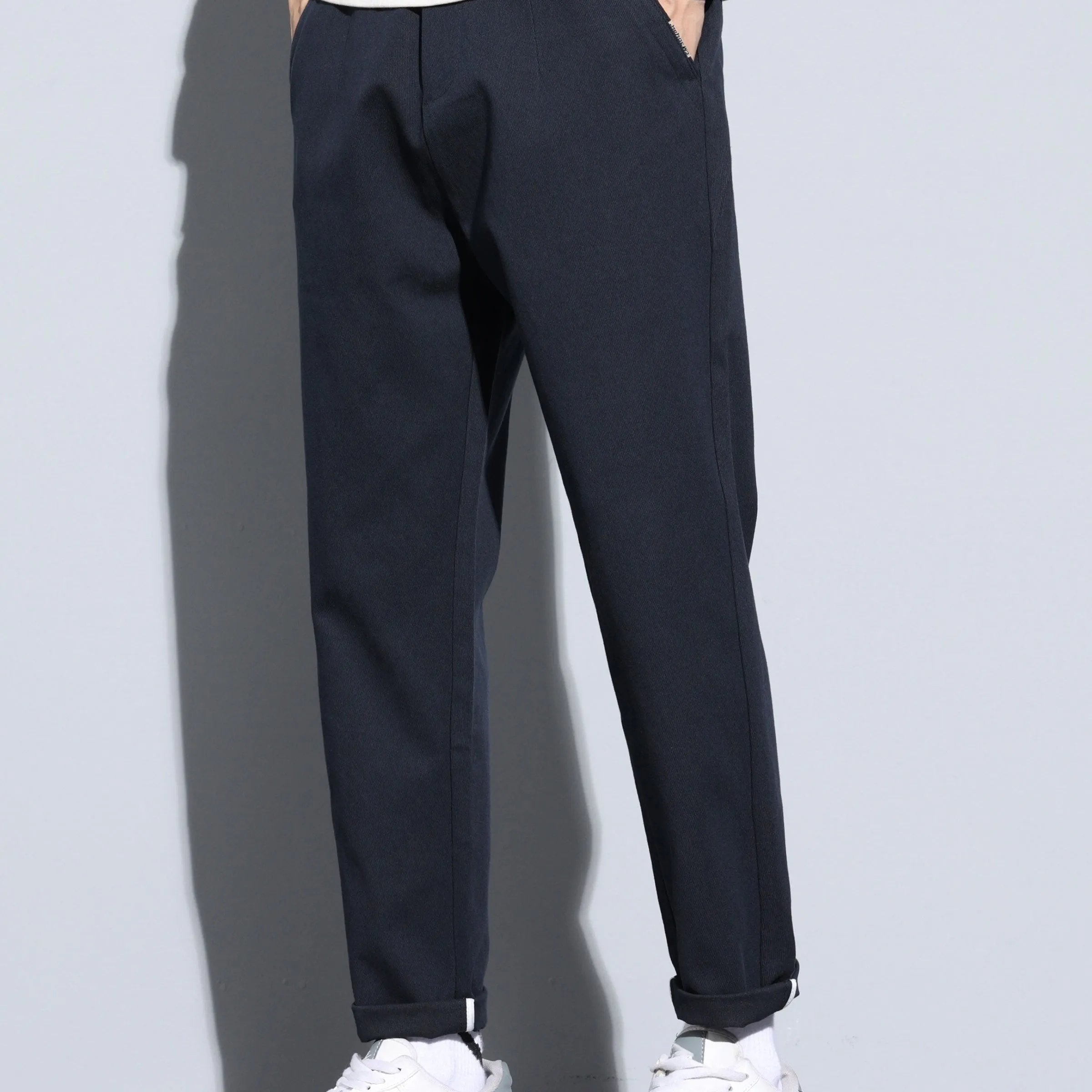 xieyinshe Plus Size Men's Solid Pants Stylish Casual Pants For Spring Fall Winter, Men's Clothing