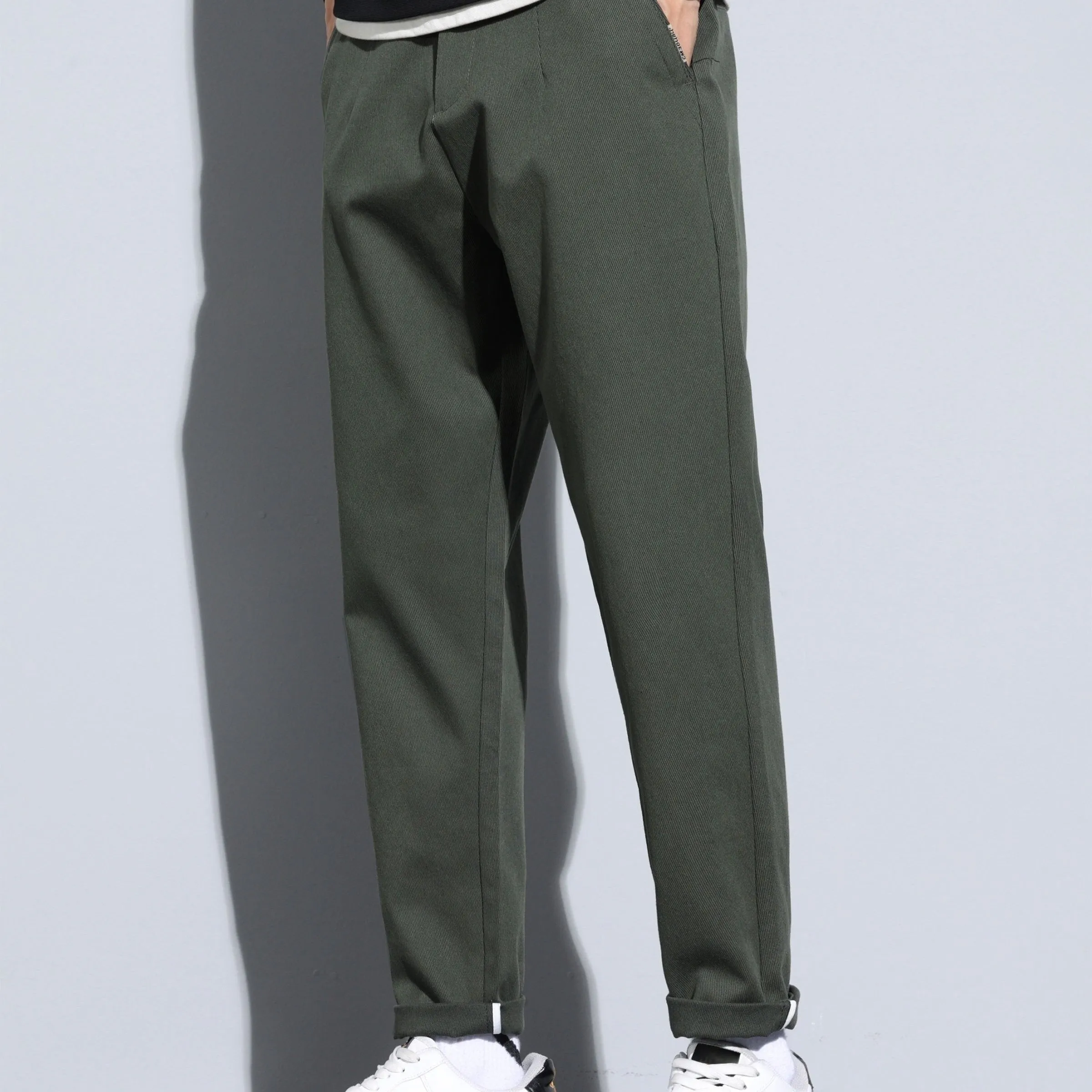 xieyinshe Plus Size Men's Solid Pants Stylish Casual Pants For Spring Fall Winter, Men's Clothing
