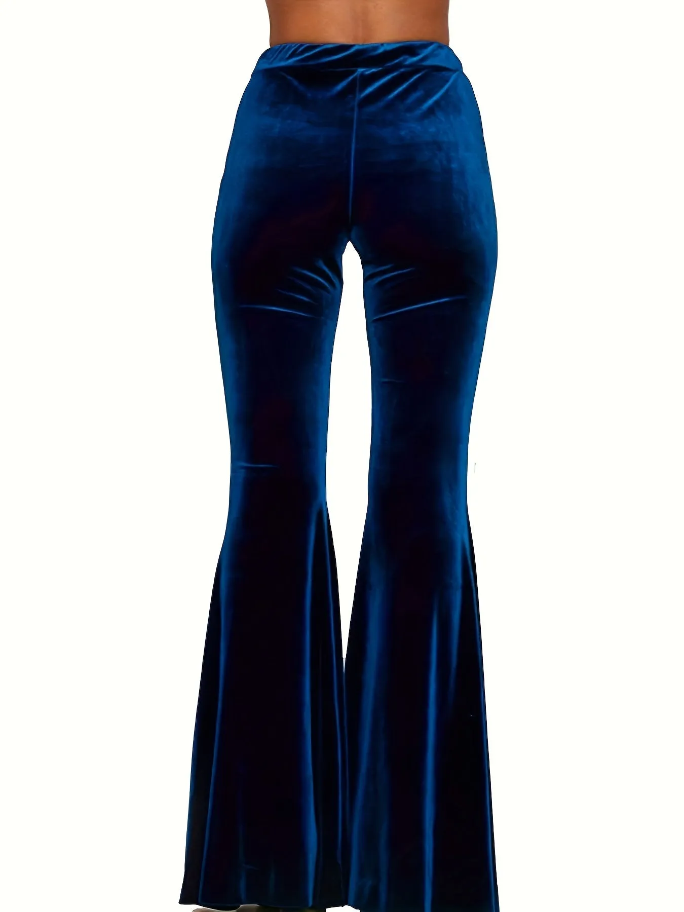xieyinshe  Plus Size Solid Flare Leg Pants, Casual High Waist Pants, Women's Plus Size Clothing