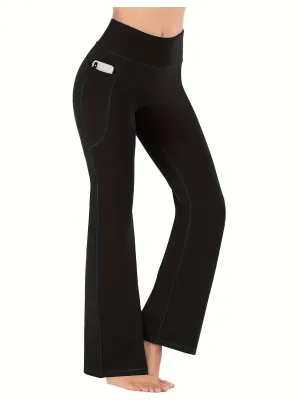 xieyinshe  Women's Flare Leggings With Pockets, Flare Pants Bootcut Yoga Pants High Waist Workout Casual Tummy Control
