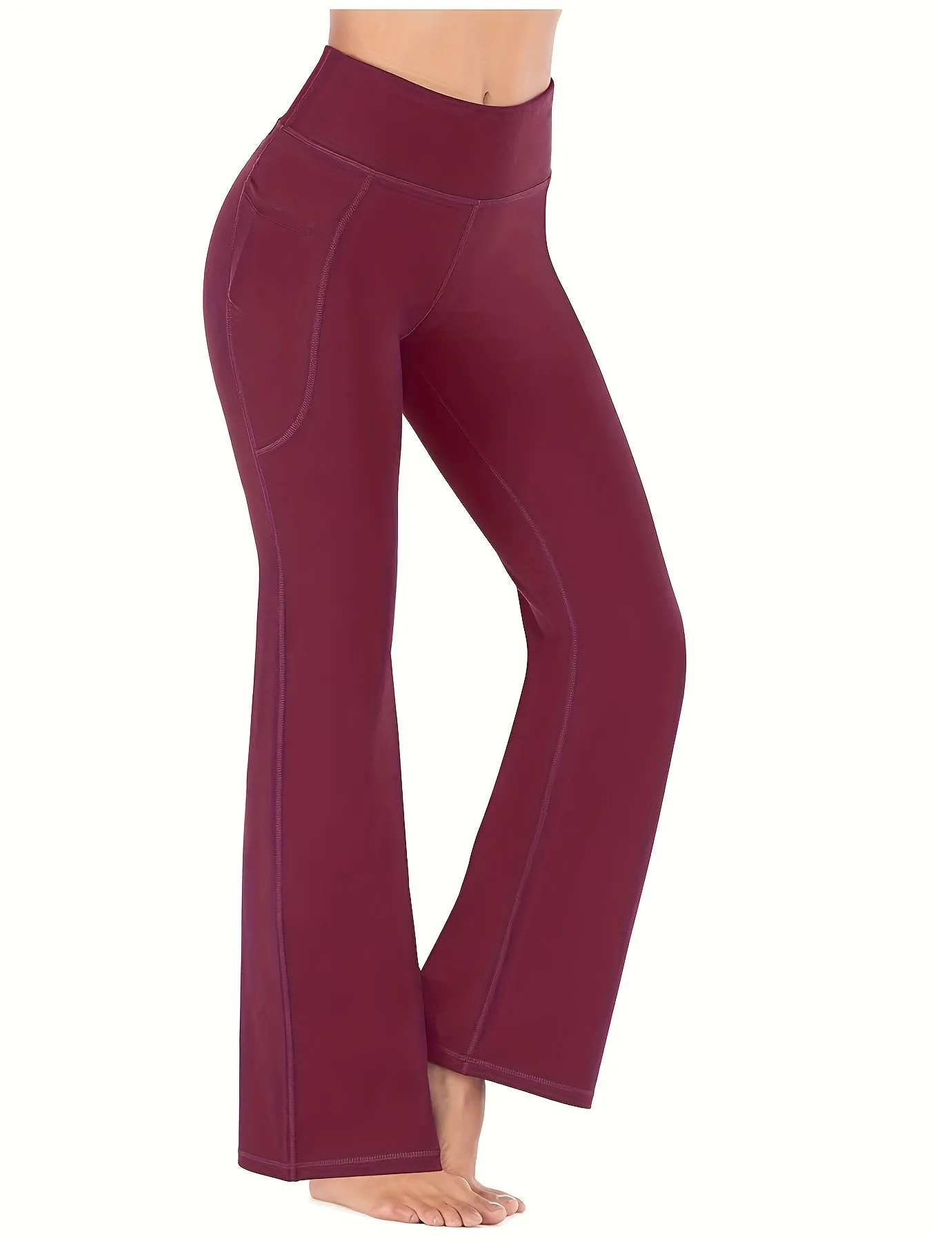 xieyinshe  Women's Flare Leggings With Pockets, Flare Pants Bootcut Yoga Pants High Waist Workout Casual Tummy Control