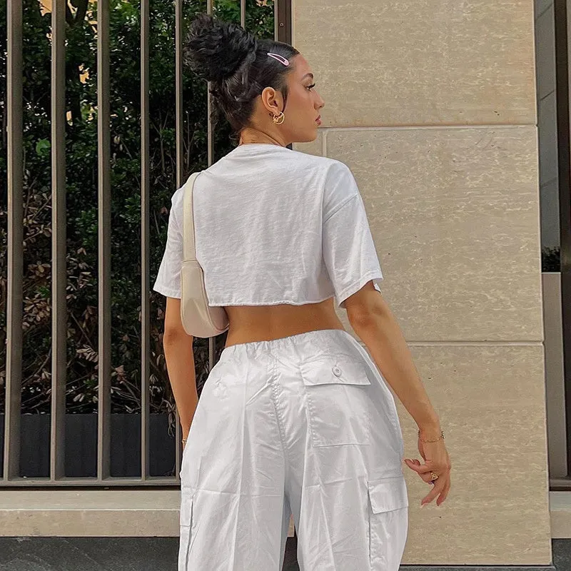 Y2K Baggy Cargo Women's Pants, Low Waist Sweatpants, Pink Wide Leg Trousers, Y2K Jogger, Baggy Trousers