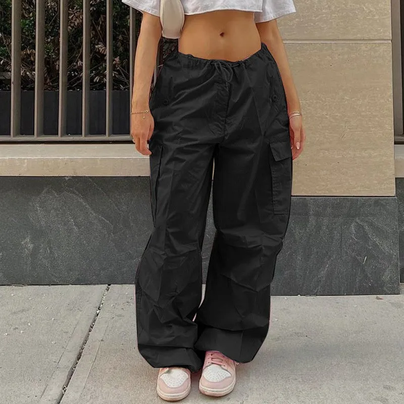 Y2K Baggy Cargo Women's Pants, Low Waist Sweatpants, Pink Wide Leg Trousers, Y2K Jogger, Baggy Trousers