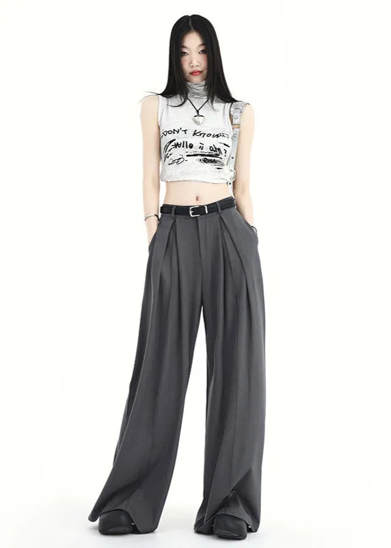 Y2K High-Waist Wide-Leg Pants | Street Style Pleated Trousers for Women