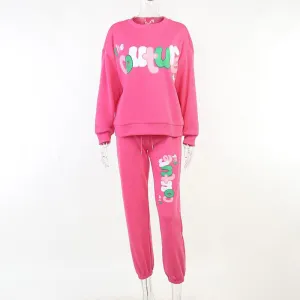 YJ22255Summer New Fashion Simple Casual Slim-Fit Letters English Printing Design Sweatshirt and Sweatpants Suit