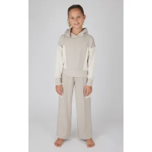 Yogalicious Girls Brushed Terry Limitless Color Block Crewneck Sweatshirt and Color Block Wide Leg Pintuck Sweatpant Set