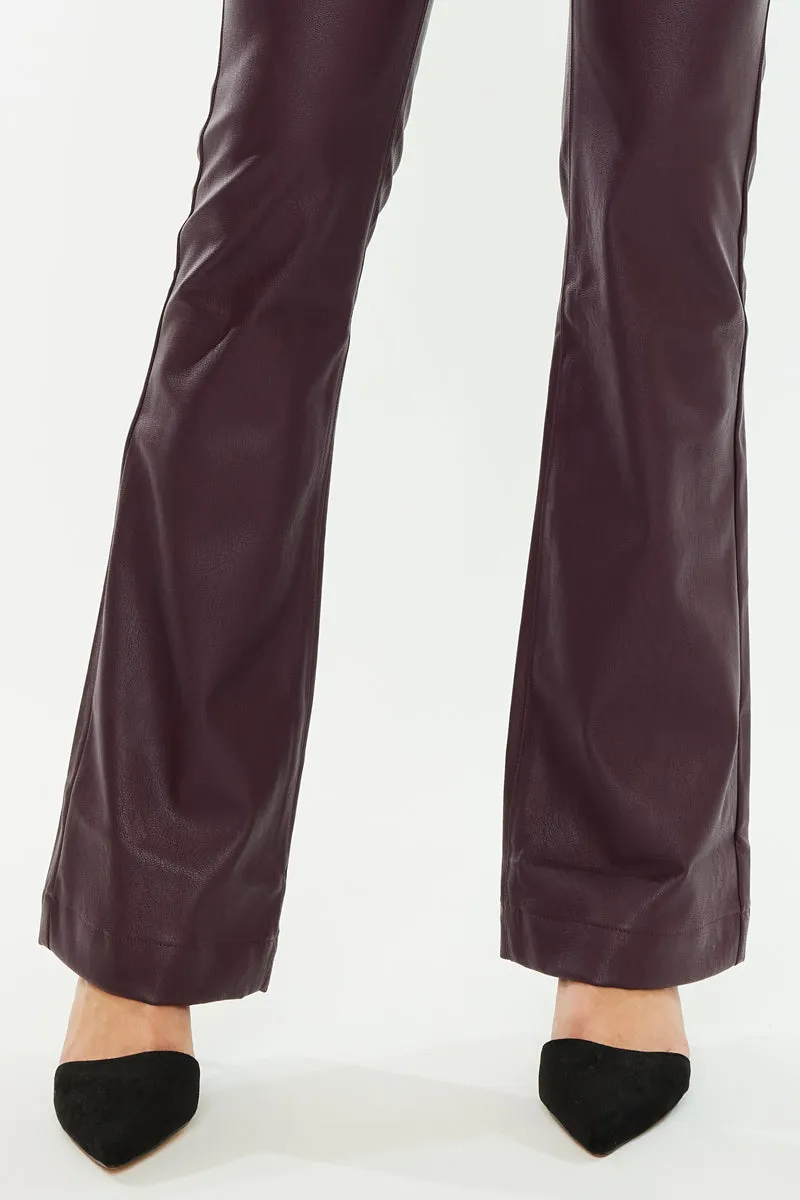 Yoko Mid Rise Faux Leather Bootcut Pants