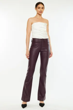 Yoko Mid Rise Faux Leather Bootcut Pants