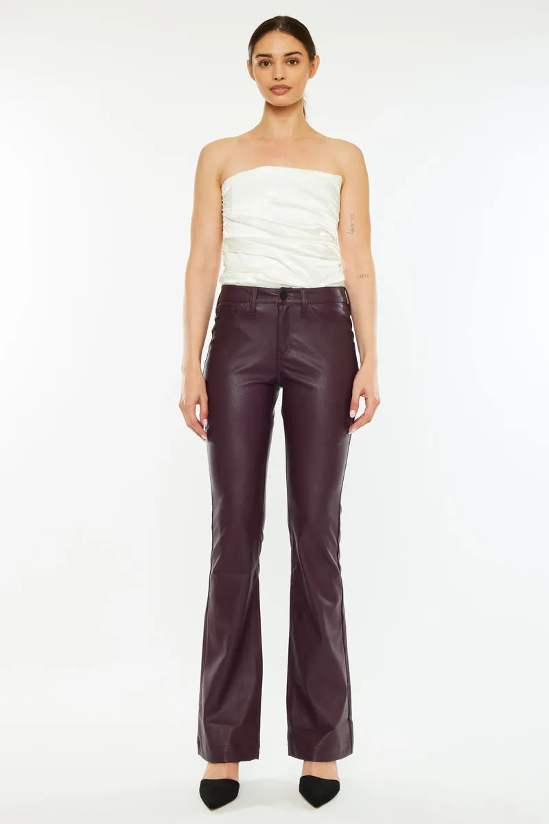 Yoko Mid Rise Faux Leather Bootcut Pants