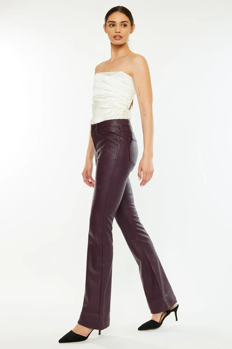 Yoko Mid Rise Faux Leather Bootcut Pants