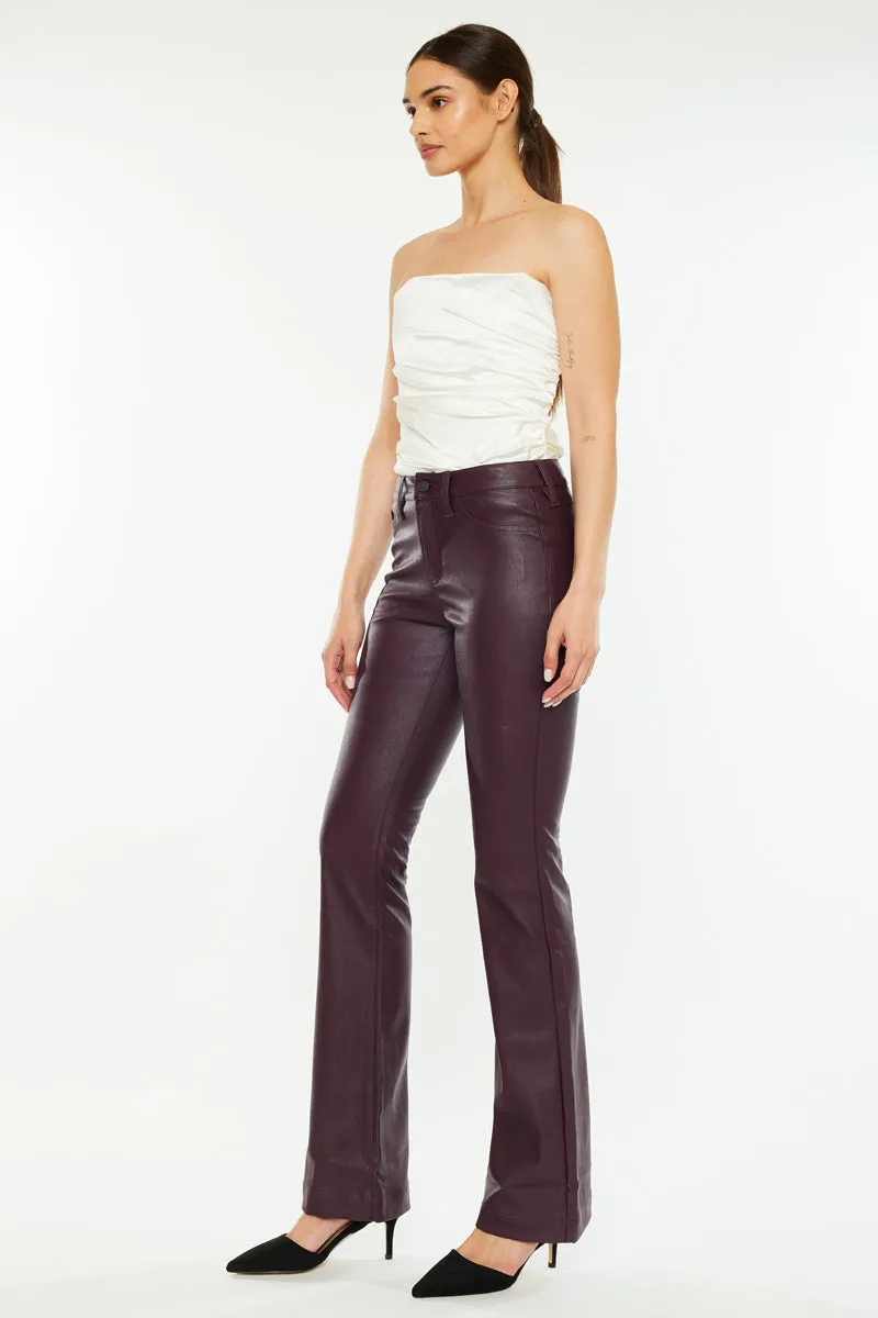 Yoko Mid Rise Faux Leather Bootcut Pants