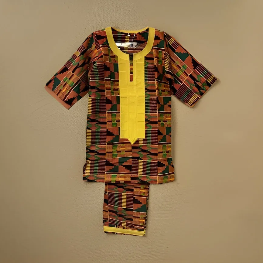 Youth/Boys/Men 3pc African Kente Pants Set Style2 (Small)