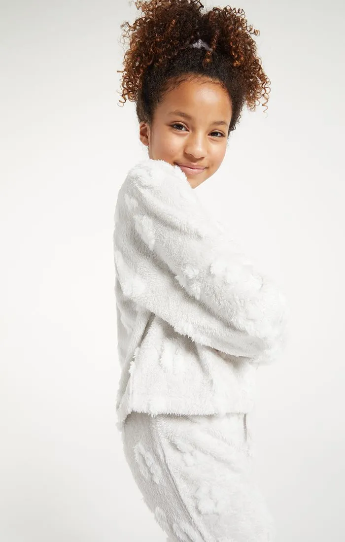 Z Supply Girls Frosted Plush Leo LS Top - Heather Grey