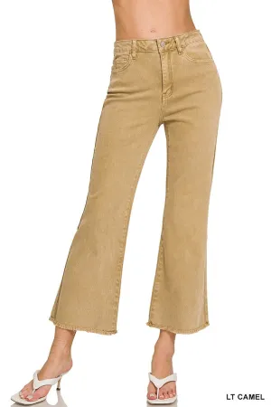 Zenana Light Camel Acid Wash Pants